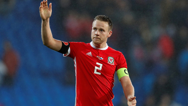 Chris Gunter playing for Wales